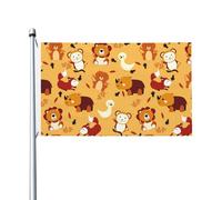 Drapeau Animaux De Dessins Animés Mignons Singes Renards Canards Lions Couture Double Face Flag Protection Uv Garden Flag Pour Bar Four Seasons Jardin 3X5Ft