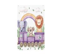 Drapeau animaux train éléphant koala lion 0,9 x 1,5 m | Drapeau décoratif double face en polyester avec 2 œillets, bannière de cour pour jardin, porche, pelouse, terrasse, balcon