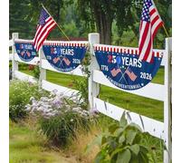Drapeau Anniversaire 250 ans - Guirlande de fanions en polyester 1,5 x 3 pieds en forme d'éventail demi-centenaire Étoiles patriotiques Rayures Jour de l'indépendance | Extérieur Jardin Arrière-cour