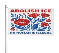 Drapeau anti-glace 1,5 x 2,4 m « Aucun être humain n'est illégal » - Décoration de jardin double face 3 couches