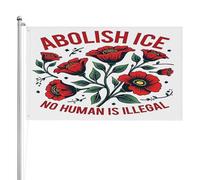 Drapeau anti-glace 1,5 x 2,4 m « Aucun être humain n'est illégal » - Décoration de jardin double face 3 couches