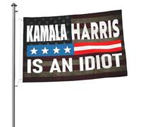 Drapeau anti-Harris « Kamala Harris est une idiote », double face, 60 x 90 cm, facile à accrocher, avec œillets, pour décoration extérieure et intérieure.