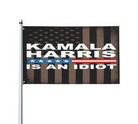 Drapeau anti-Kamala Harris « Kamala Harris est une idiote » - Bannière humoristique 90 x 150 cm (3 x 5 pieds) pour jardin extérieur, sans mât