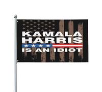 Drapeau anti-Kamala Harris « Kamala Harris est une idiote » - Décoration de jardin humoristique - 90 x 150 cm