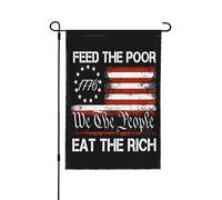 Drapeau anti-milliardaires « Nourrissez les pauvres, mangez les riches », 30 x 45 cm, double face, pour jardin, pelouse ou cour (sans mât).