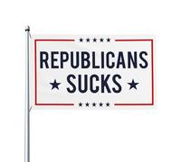 Drapeau antiraciste « Les Républicains, c'est nul » (3 x 5 pieds) avec 2 œillets.