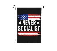 Drapeau antisocialiste républicain « Jamais socialisme » 30 x 45 cm (12 x 18 pouces) pour jardin extérieur, bannière double face