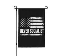 Drapeau antisocialiste républicain « Jamais socialisme » 30 x 45 cm (12 x 18 pouces) pour jardin extérieur, bannière double face