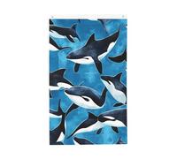 Drapeau aquarelle dauphin 9,6 x 1,5 m - Bannière double face pour maison, cour, extérieur et intérieur