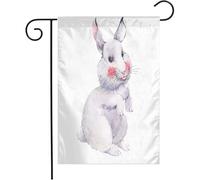 Drapeau Aquarelle Joli Lapin Isolé Conception Unique Vacances Sur Blanc Vintage Lièvre Symbole Couleurs Resistant Exterieur Bannière De Drapeaux, Pour Les Bureaux, Les Défilés, 30x45cm