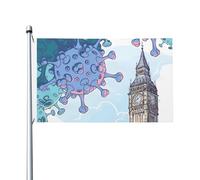 Drapeau aquarelle Londres Big Ben pour extérieur 3x5 double face, drapeaux de bannière pour décoration de chambre et de jardin pour extérieur, fournitures de fête, décoration murale, toile de fond pou