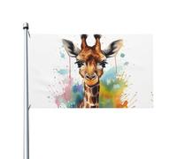 Drapeau aquarelle mignon girafe 0,9 x 1,5 m double face drapeaux de jardin maison drapeaux avec œillets en laiton ne se décolore pas, bannière de vœux, décoration d'intérieur ou d'extérieur