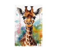 Drapeau aquarelle mignon girafe 61 x 91 cm double face vibrant drapeaux d'extérieur bannières avec œillets en laiton bienvenue saisonnier bannière de cour décoration photo fond pour cour, porche