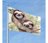 Drapeau aquarelle paresseux de 1,2 x 1,8 m - Drapeau de jardin robuste double face - Grand drapeau de cour pour l'extérieur - Bannière de vacances avec œillets - Drapeaux d'extérieur - Décoration