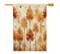 Drapeau aquarelle pour maison d'arbre d'automne 71,1 x 101,6 cm double face pour décoration extérieure, forêt d'érable, forêt d'érable en toile, drapeau de maison, motif paysage extérieur, drapeau de