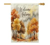 Drapeau aquarelle pour maison d'arbre d'automne 71,1 x 101,6 cm double face pour décoration extérieure, forêt d'érable d'automne, drapeau de maison, petit drapeau de pelouse de jardin