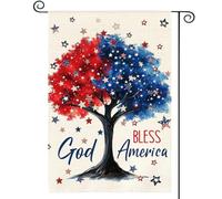 Drapeau Arbre Du 4 Juillet Que Dieu Bénisse L'Amérique Drapeau Paysage Lavable Bannière, Pour Les Bureaux, Les Défilés, Balcon, 30x45cm