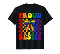 Drapeau arc-en-ciel avec inscription « Proud Bestie Gay Pride » pour fille LGBTQ T-Shirt