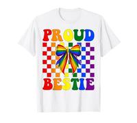 Drapeau arc-en-ciel avec inscription « Proud Bestie Gay Pride » pour fille LGBTQ T-Shirt