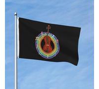 Drapeau Arc-En-Ciel Circulaire Avec Notation Mélodique Pour Violon Grand Drapeau Renforcé Avec Couleurs Resistant Exterieur Bannière, Pour D'Intérieur, Les Défilés, Les Bureaux, 90x150cm
