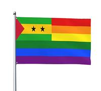 Drapeau Arc-En-Ciel De Sao Tomé-Et-Principe Garden Flag Drôle Drapeaux Décoratif Avec Œillets Drapeaux De Jardin Pour Intérieure Extérieure Patio 90X150 Cm