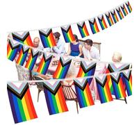 Drapeau arc-en-ciel - Drapeau de fierté arc-en-ciel + Bannière résistante aux intempéries | Drapeau en polyester de couleur vive pour les fêtes à thème et largesAvec anneaux de