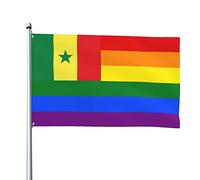 Drapeau Arc-En-Ciel Du Sénégal Drôle Drapeau De Jardin Durable Drapeaux De Jardin Décoration Pour Intérieure Balcon Extérieure 90X150Cm