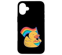 Drapeau Arc-en-Ciel en Caoutchouc avec cœur Style LGBT Gay Coque pour iPhone 16 Plus