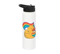 Drapeau arc-en-ciel en caoutchouc avec cœur style LGBT Gay Stainless Steel Insulated Water Bottle