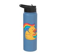 Drapeau arc-en-ciel en caoutchouc avec cœur style LGBT Gay Stainless Steel Insulated Water Bottle