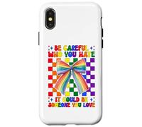 Drapeau Arc-en-Ciel Gay Pride LGBTQ Be Careful Who You Hate Coque pour iPhone X/XS