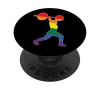 Drapeau Arc-en-Ciel Gay Pride pour haltérophilie PopSockets PopGrip Adhésif