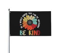 Drapeau arc-en-ciel LGBT 90 x 150 cm « Dans un monde où tout est possible, soyez gentils » - Drapeau de maison, drapeau de jardin, bannière de jardin, tapisserie, bannière extérieure, drapeau de cour