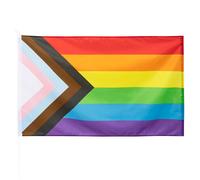 Boland 44661 - Drapeau LGBTQ Progress, 90 x 150 cm, Pride, Arc-en-ciel, CSD, décoration à suspendre, décoration de fête pour carnaval et fête à thème
