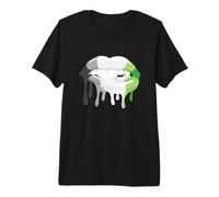 Drapeau ARomantic Mouth Pride LGBTQ Lips T-Shirt Haut de Gamme