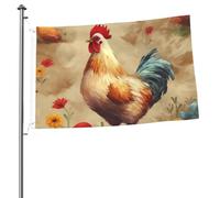 Drapeau artistique avec motif poule et peinture animale, 6 x 0,9 m, double face, drapeau de jardin, drapeau de cour pour l'extérieur, les vacances, bannière cadeau avec œillets, toile de fond pour