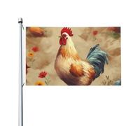 Drapeau artistique de peinture d'animaux de poulet pour l'extérieur de 0,9 x 1,5 m, drapeau de jardin saisonnier double face, bannière de vacances avec œillets, drapeau d'extérieur pour décoration de