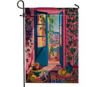 Drapeau artistique pour fenêtre de jardin, bannière colorée pour décoration d'intérieur, drapeau de cour double face en toile de jute pour décoration de pelouse extérieure de printemps, 30,5 x 45,7 cm