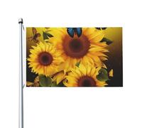 Drapeau artistique tournesol floral papillons 9,1 x 1,5 m avec œillets pour printemps, été, automne, hiver, extérieur, intérieur, jardin, bannière double face pour décorations de cour