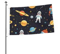 Drapeau astronaute de l'univers spatial - 60 x 90 cm - Double face en polyester - Résistant à la décoloration - Léger - Pour cour, balcon, pelouse, fête, décoration extérieure