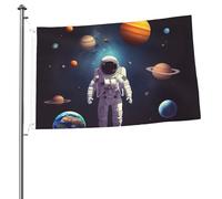 Drapeau astronaute du système solaire pour l'extérieur 6 x 91 cm - Drapeau de jardin saisonnier double face avec œillets - Drapeau d'extérieur pour décoration de maison, toile de fond pour photo