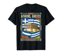 Drapeau Athènes Grèce Parthénon Vintage Voyage Design T-Shirt