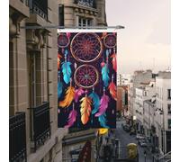 Drapeau attrape-rêves coloré de 0,9 x 1,5 m, double face, ne se décolore pas, drapeau de jardin vertical saisonnier avec œillets en laiton, bannière extérieure, toile de fond pour photo personnalisée