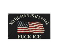 Drapeau Aucun Être Humain N'Est Illégal : Un Militant De L'Immigration Proteste Œillets Métalliques Bannière Personnalisé Garden Flag Pour Decor Saisonnière Jardin 3X5Ft