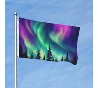 Drapeau Aurore Boréale 9,5 x 1,5 m Double Face Forêt Jardin Bannière pour Maison Cour Extérieur Intérieur Vacances Fête Décorative