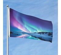 Drapeau aurores boréales double face 60 x 91 cm Drapeau de bienvenue avec bannière extérieure en laiton pour cour, porche, pelouse