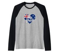 Drapeau Australien avec cœur pour Amoureux de l'Australie est ma fierté Manche Raglan