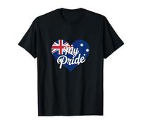 Drapeau Australien avec cœur pour Amoureux de l'Australie est ma fierté T-Shirt