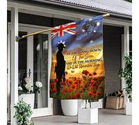 Drapeau australien Lest We Forget Poppy Anzac Day Drapeau australien Double Face Décoration de Maison pour Jour commémoratif 32 cm x 48 cm