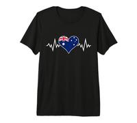 Drapeau Australien Vintage Heart Beat Australie Pulse Line T-Shirt Haut de Gamme